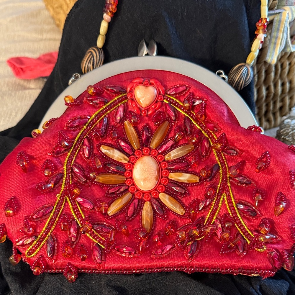 Embellished Red Clutch Bag